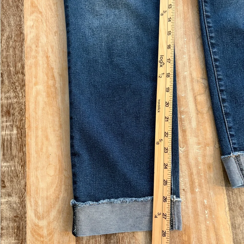 KUT from the Kloth Ankle Straight Leg Jeans Size 14 Dark Wash Cuffed Raw Hem